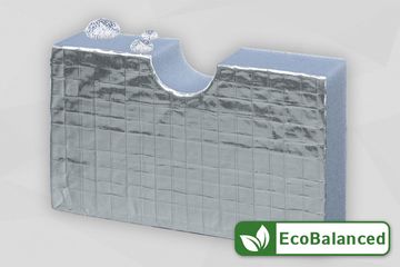 Graue Schaumstoffplatte stehend, mit Aluminiumoberfläche