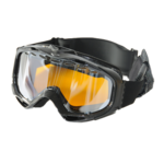 schwarze Skibrille mit gelb getönten Scheiben