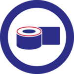 Blue roll of adhesive tape